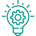 Lightbulb with gear representing innovation concept.