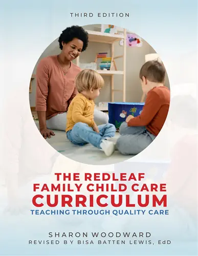 Caregiver and two children on curriculum cover